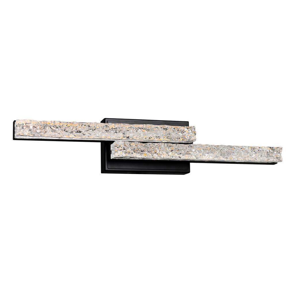 Stagger Integrated LED 24in Black Vanity Light with Handcrafted Glass