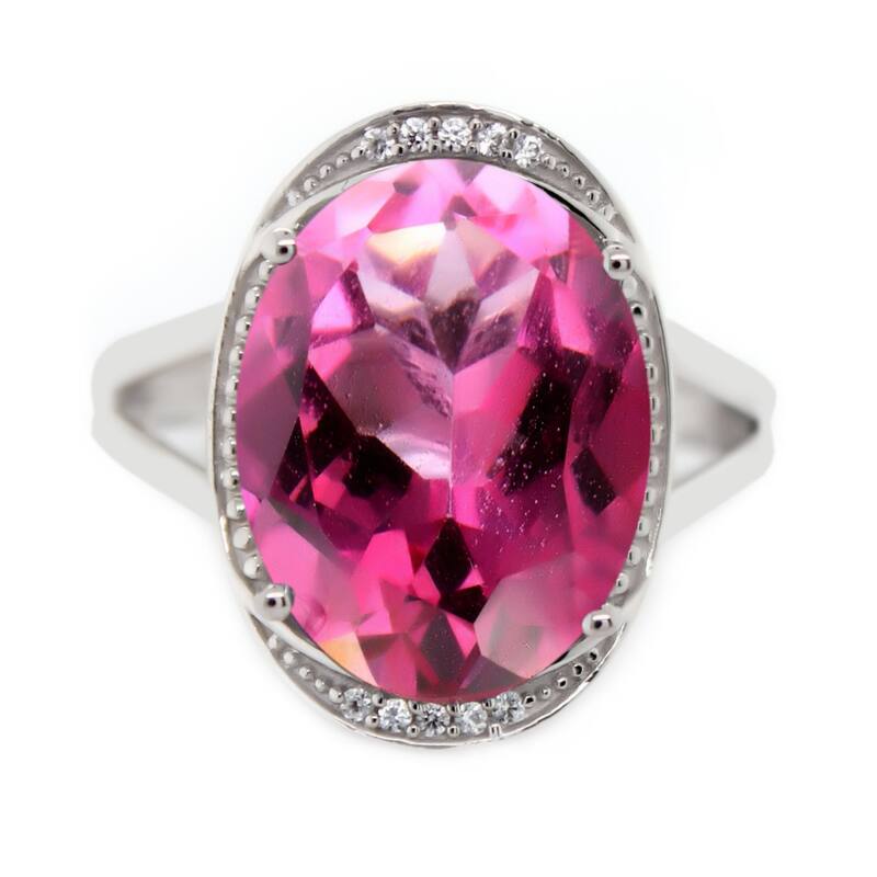925 Sterling Silver Pink Topaz Gemstone Ring
