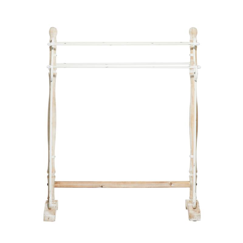 Wood Scroll 4 Shelves Quilt Rack - Light Brown - Roche River Decor. - 14"Wx34"Lx40"H