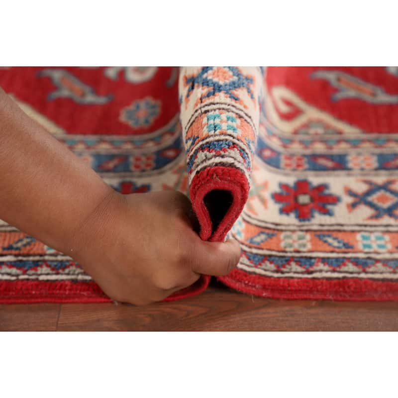 Red Kazak Oriental Runner Rug Handmade Wool Carpet - 2'10" x 9'10"