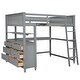 preview thumbnail 4 of 16, Elegant Design Loft Bed with Shelves, Drawers and Desk, Health and Comfort, Full Size, Grey