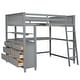 preview thumbnail 34 of 43, Full Size Loft Bed with Drawers and Writing Desk, Wooden Storage Bed with Shelves, Safety Guardrails and Ladder
