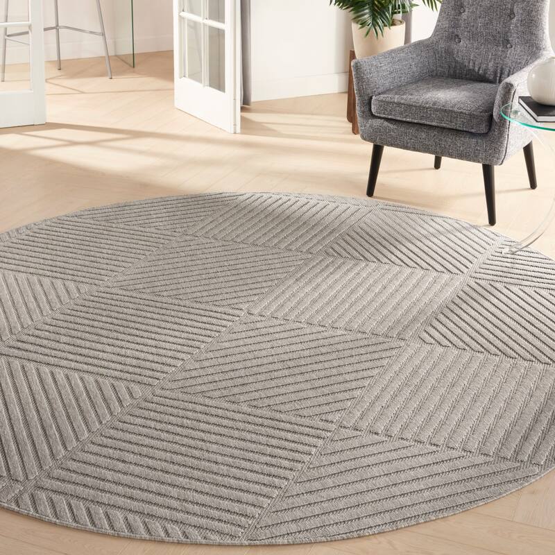 Nourison Palamos Textured Geometric Stripes Indoor/ Outdoor Area Rug