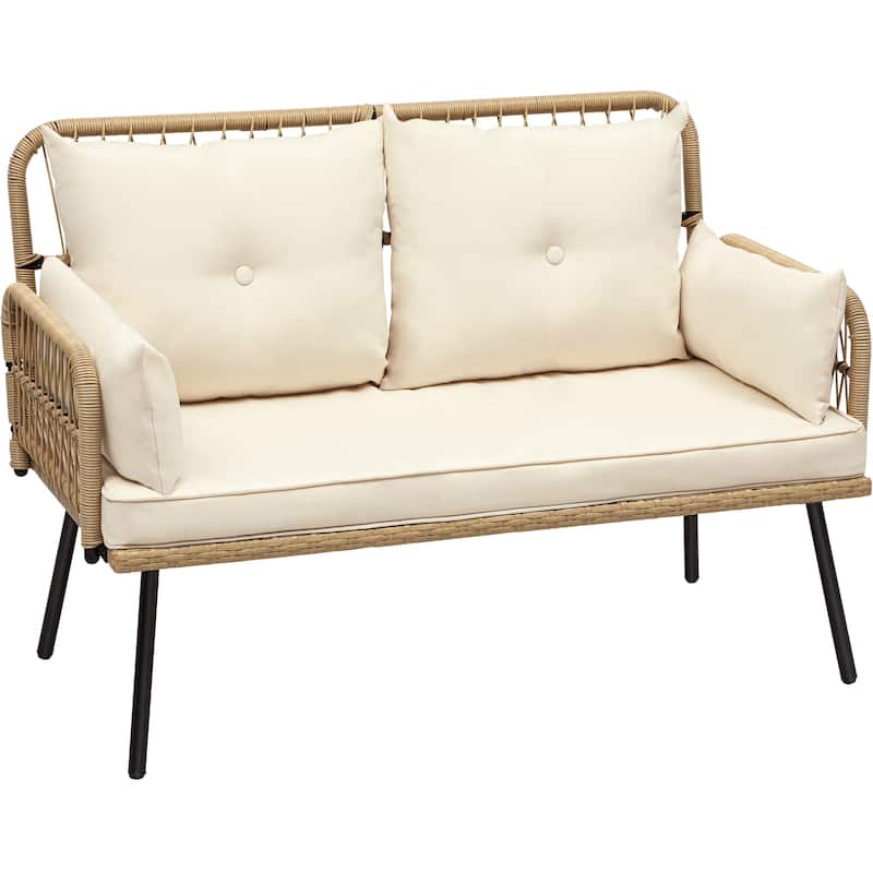 Moasis Wicker Outdoor Loveseat with Cushions - 44.9"L x 21.7"W x 31.1"H