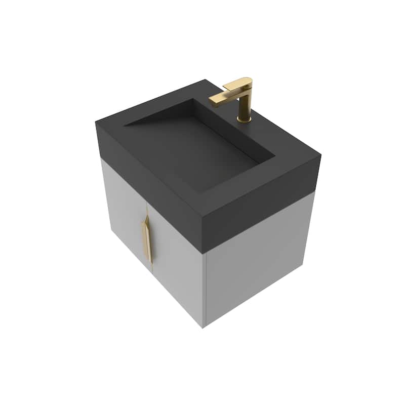 Nile 24-Inch Wall Mounted Bathroom Vanity Set w/ Black Top