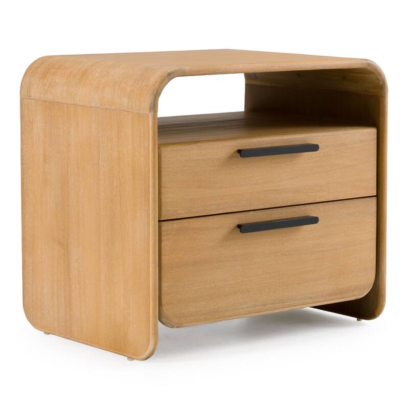 Modrest Dresden Modern Natural Acacia 2-Drawer Nightstand