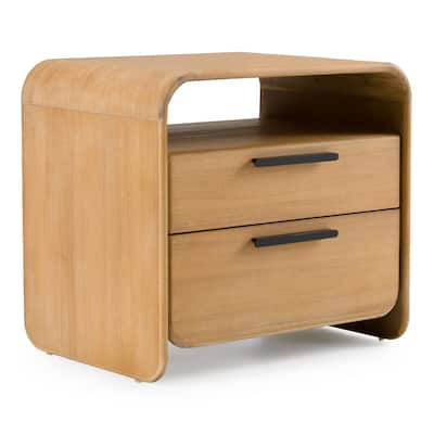 Modrest Dresden Modern Natural Acacia 2-Drawer Nightstand