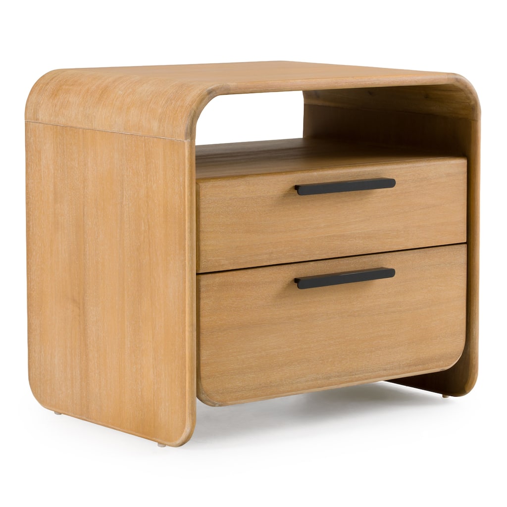 Modrest Dresden Modern Natural Acacia 2-Drawer Nightstand