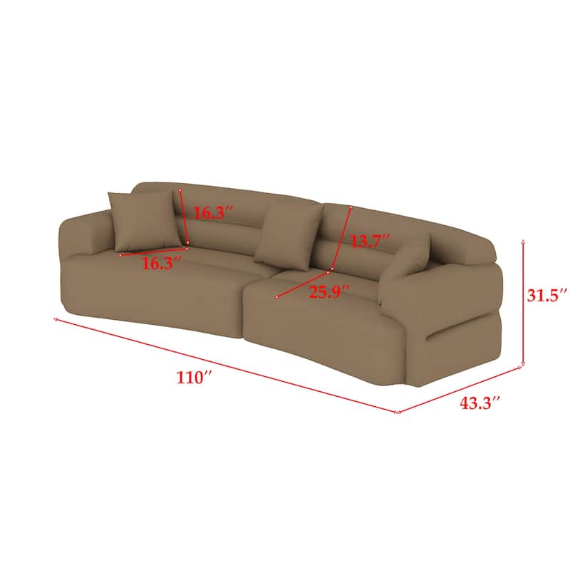 3-5 Seater Couch Comfy Upholstered Sofa with 3 Pcs Soft Pillows