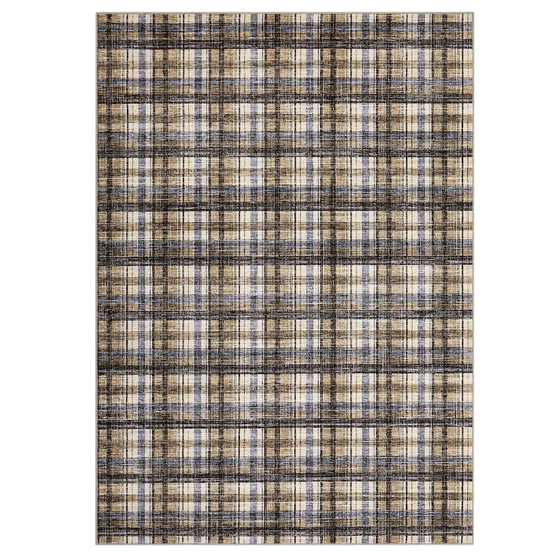 Garvee Timeless Check Washable Area Rug