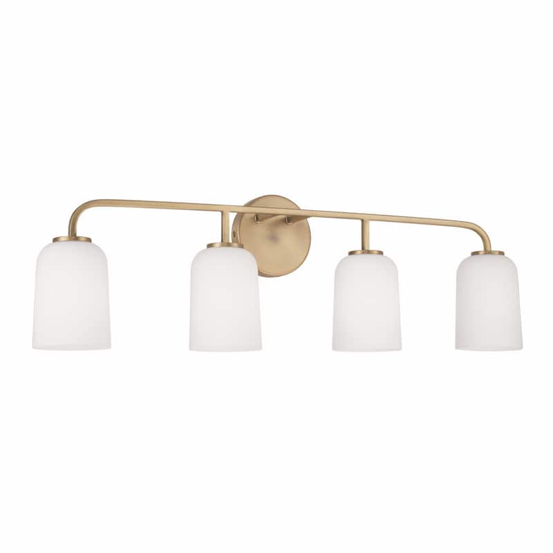 Lawson 4-light Bath/ Vanity Fixture w/ Soft White Glass - Aged Brass