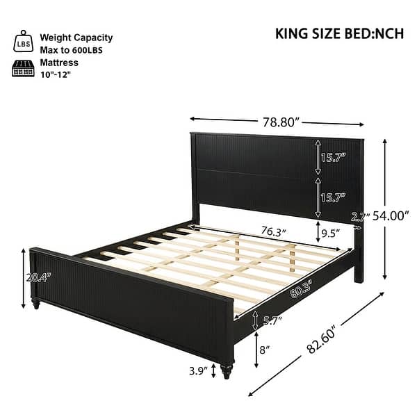 dimension image slide 4 of 6, Christopher Knight Home - Modern Wooden Bed Frame with Headboard and Footboard