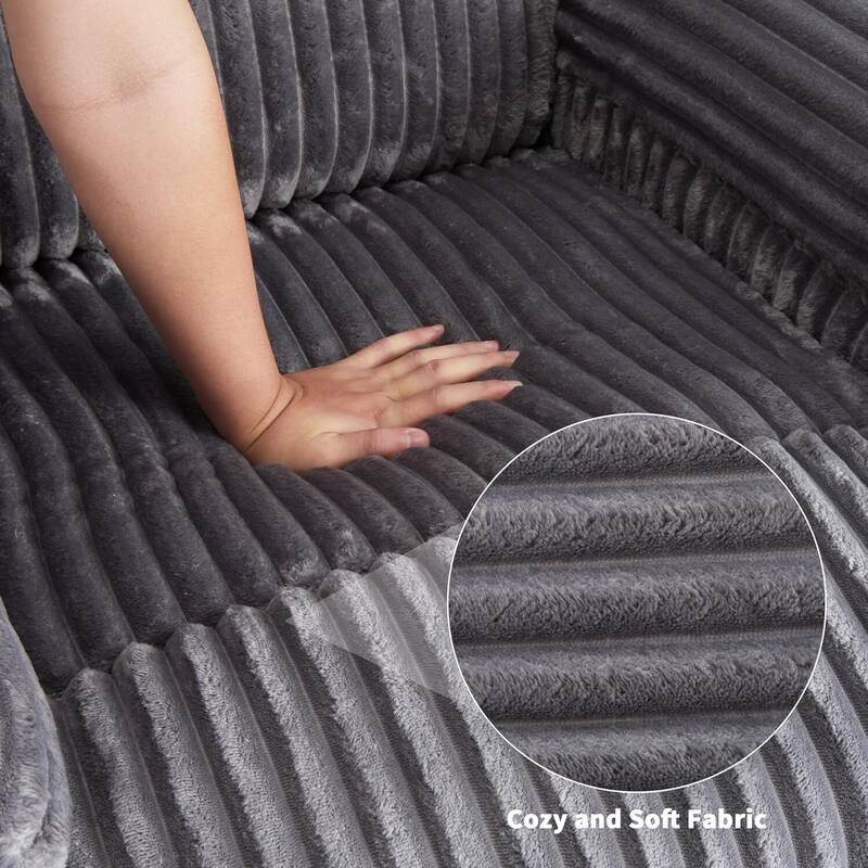 Corduroy Recliner Chair, Manual Recliner Sofa with Handle