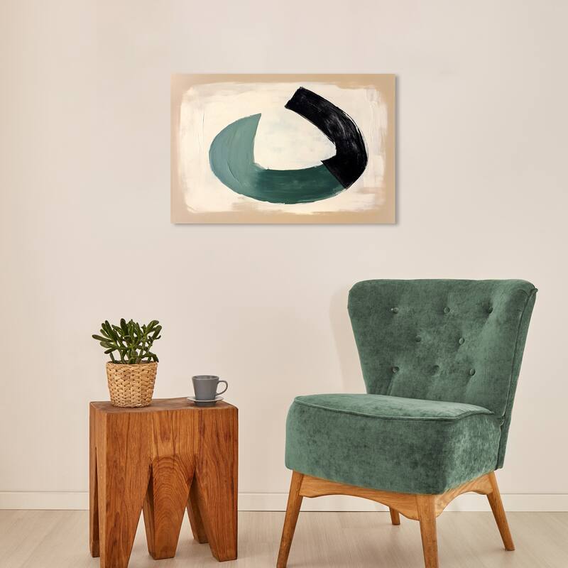 Wynwood Studio Canvas Abstract Horseshoe Shape Green and Dark Green Modern & Contemporary Wall Art Canvas Print - 24 x 16