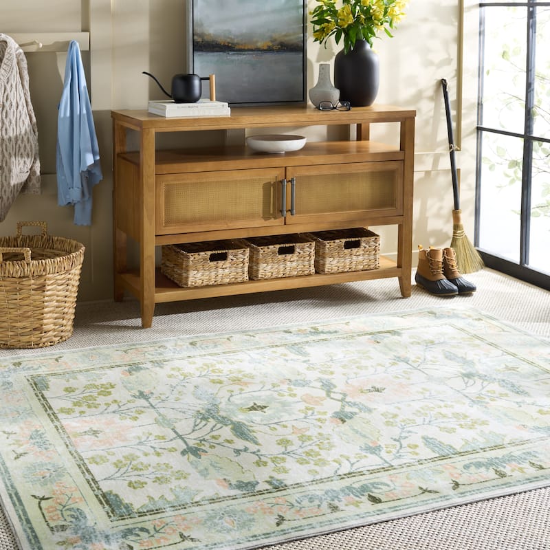 Martha Stewart Livioara Machine Washable & Slip Resistant Rug - 6' Square - Beige/Green