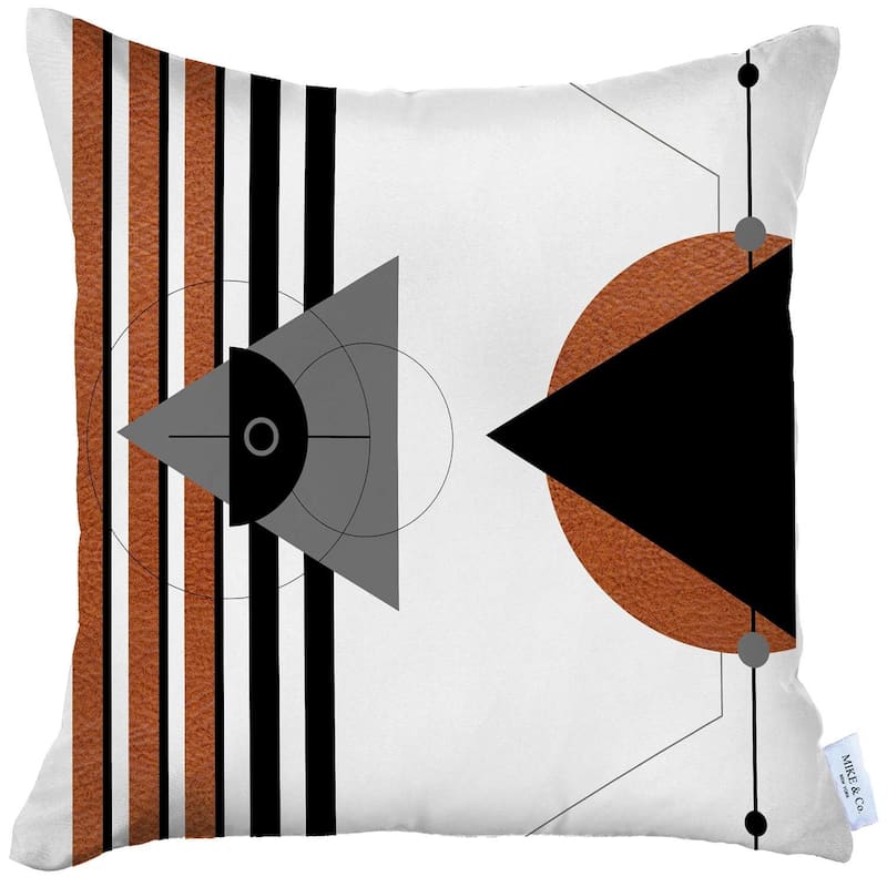HomeRoots 18" Black and Orange Abstract Throw Pillow Cover