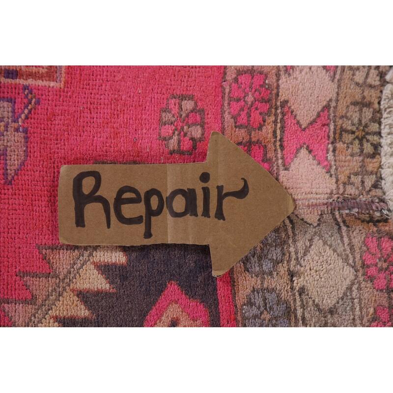 Hand Knotted Oriental 100% Wool Carpet Traditional Tribal Pink Ardebil Runner Rug - 9' 10'' X 4' 4''