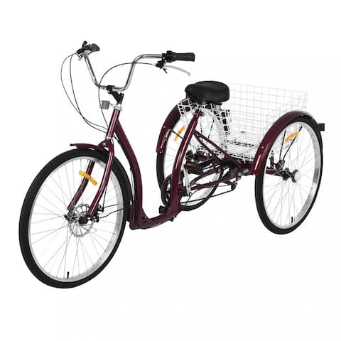 Adult Tricycle Three Wheel Cruiser Bike 6 Speeds 26-Inch Wheel Cargo Basket
