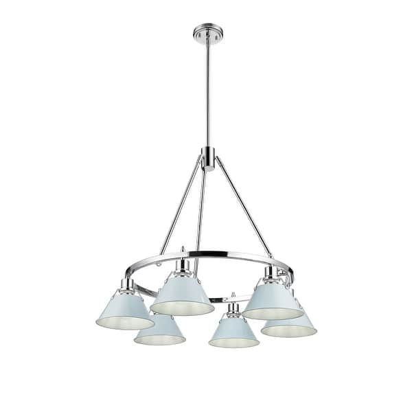 slide 1 of 1, Orwell 6-Light Chandelier in Chrome with Dusky Blue - Silver