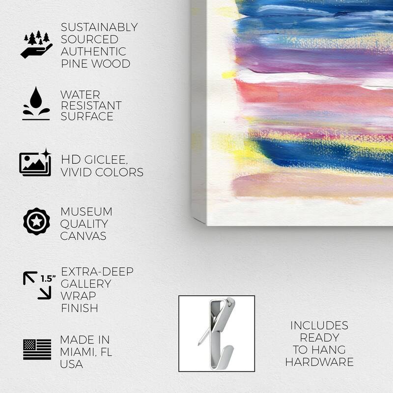 Wynwood Studio Abstract The Dawn Today Pink and Dark Blue Modern & Contemporary Wall Art Canvas Print