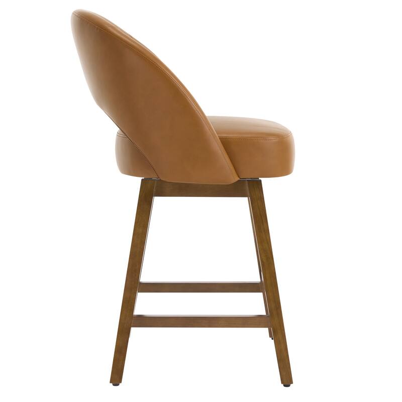 Upholstered Swivel Counter Height Bar Stools with Cutout Back and Solid Wood Frame - 38.2"H x 22.1"W x 23.6"D