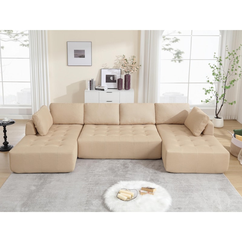 138.5 "Modular Combination Sofa U-shaped Sofa - khaki