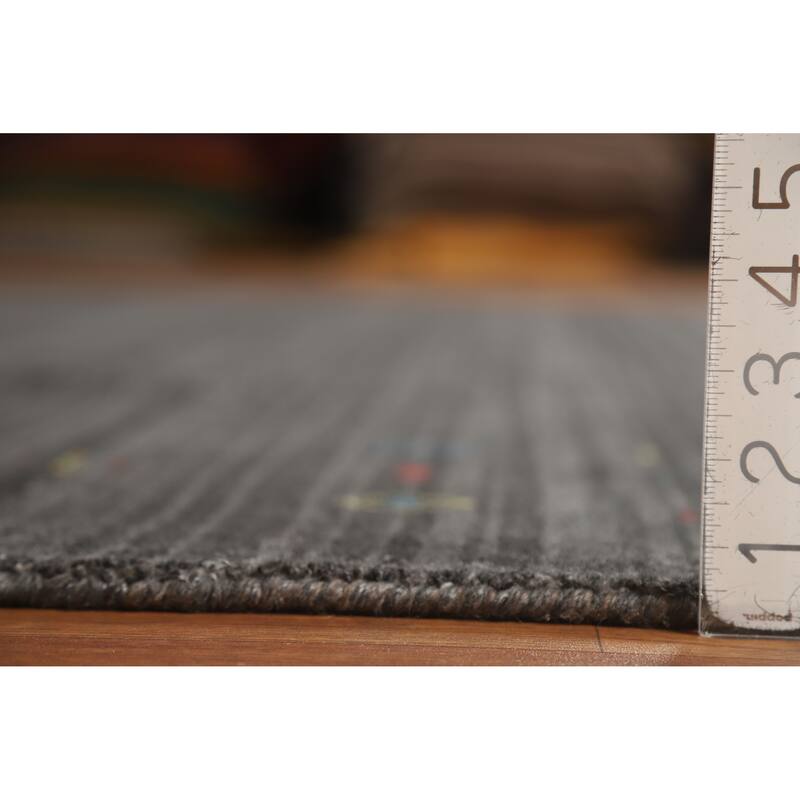 Hand Knotted Oriental 100% Wool Carpet Tribal Tribal Greys & Charcoal Gabbeh Area Rug - 10' 0'' X 8' 0''