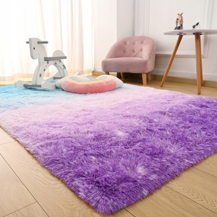 Shaggy Home Decor Carpet Luxury Gradient Rug for Living Room Bedroom