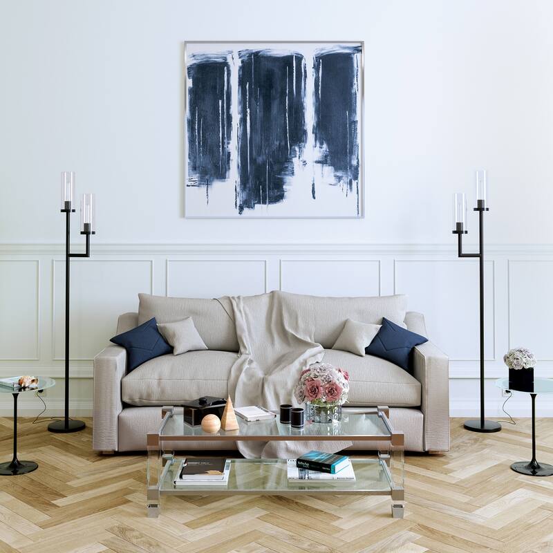 Banta Metal and Glass Double Torchiere Floor Lamp