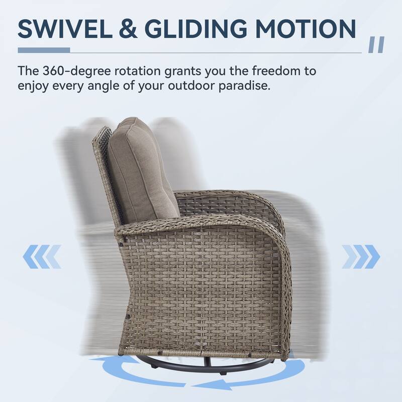 Gymojoy 5-Piece Outdoor Wicker Patio Furniture with 3 Seat Sofa & Swivel Chair, Coversation Set with Water Resistant Cushions