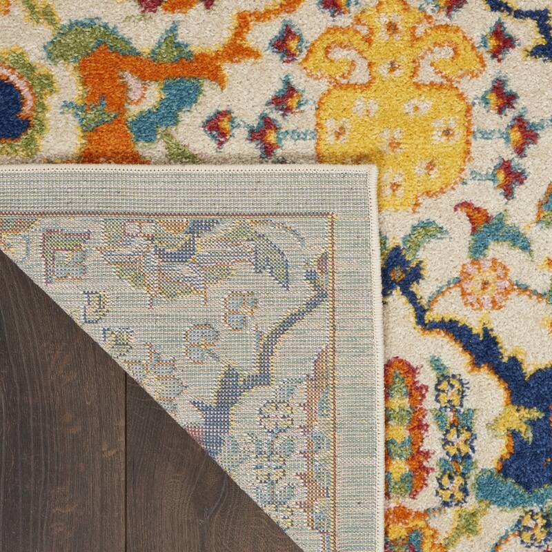 Jokul Power Loomed Floral Traditional Low Pile Area Rug By HomeRoots - 120' X '27' X '0.25