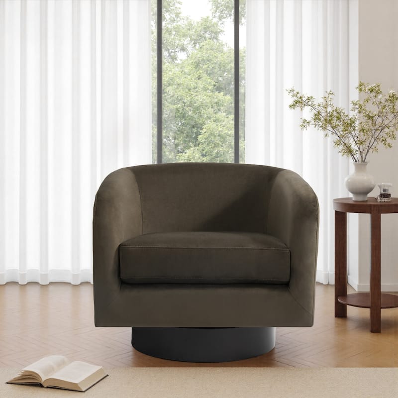 UIXE 360° Swivel Barrel Accent Chair Velvet Armchair For Living Room