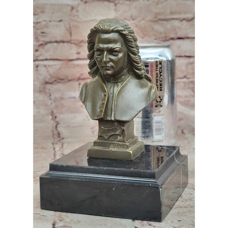 Johann Sebastian Bach Bronze Sculpture On Marble Base