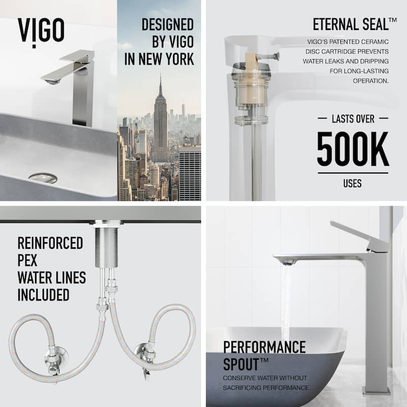 VIGO Tarragona 19"L x 14"W Concrete Vessel Sink and Dunn 11"H Faucet Set