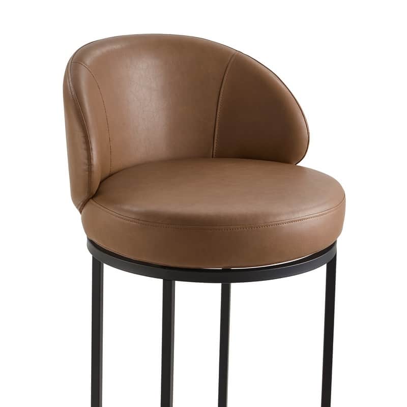 Spruce & Spring Chloe Upholstered Swivel Counter Bar Stool with Metal Frame and Arched Back