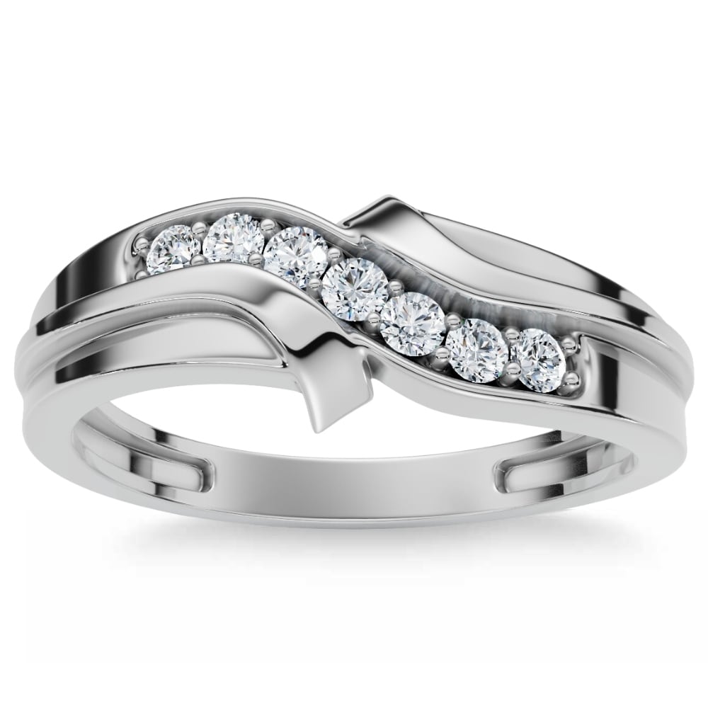 Bliss Diamond Men's Diamond Curve Polished Wedding Ring Lab Grown Gold