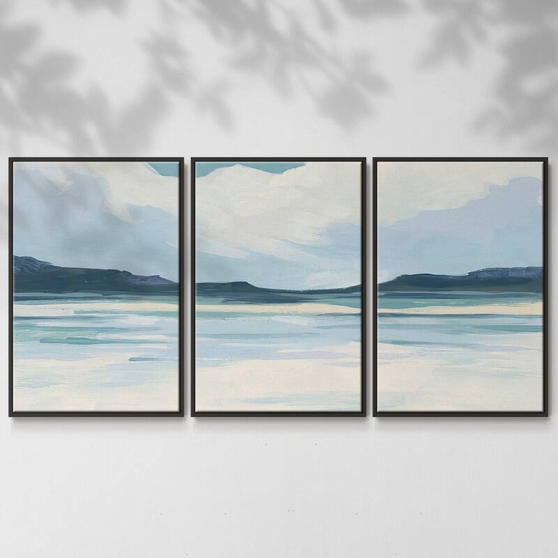 Cream Coastline II - Multi Piece Framed Canvas