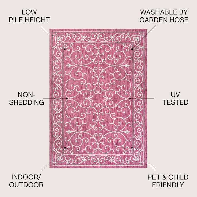 JONATHAN Y Filigree Textured Weave Indoor/Outdoor Area Rug