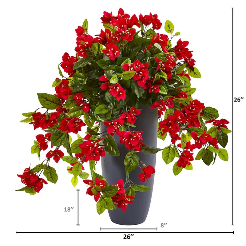 Artificial Plant in Planter 26In - Indoor Outdoor Decor Home Stock Allure - Red