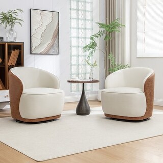 SEYNAR Modern Velvet and PU Leather 360 Degree Swivel Accent Chair Set ...