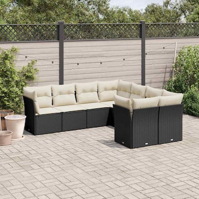 vidaXL Garden Sofa Set Black, Cream White - 24.4 x 24.4 x 27.2