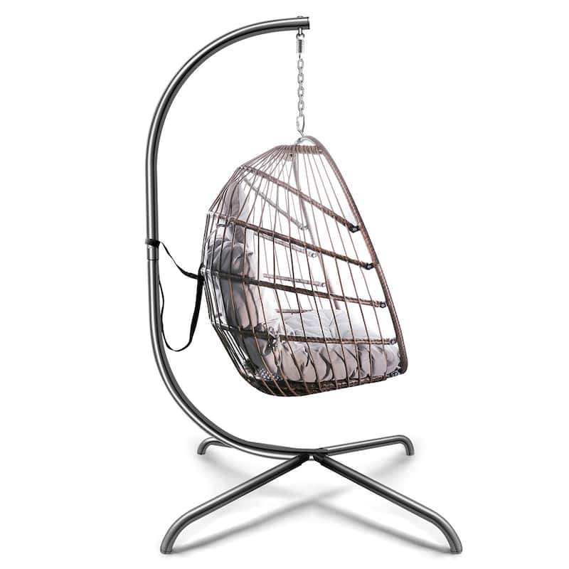 Outdoor Hanging Basket Egg Chair Swing with Stand Cushion