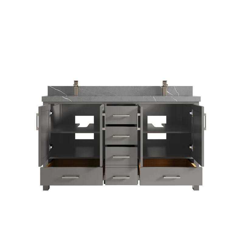 Willow Collections 60 in. W x 22 in. D Malibu Double Sink Bathroom Vanity with Countertop