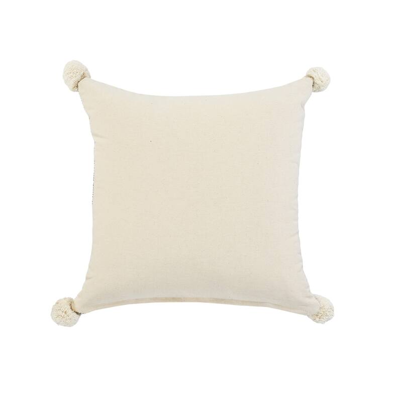 Hand-Stitched Swiss Cross Cotton Throw Pillow Cover - 20" - Gray and Green