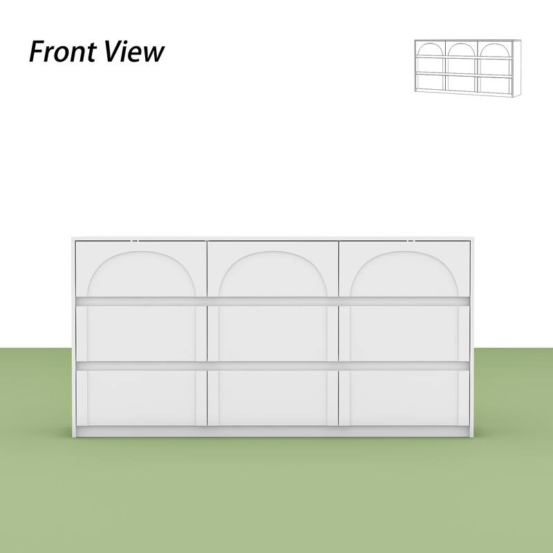 White Storage Dresser with 6 Drawers for Bedroom Dining, and Kitchen