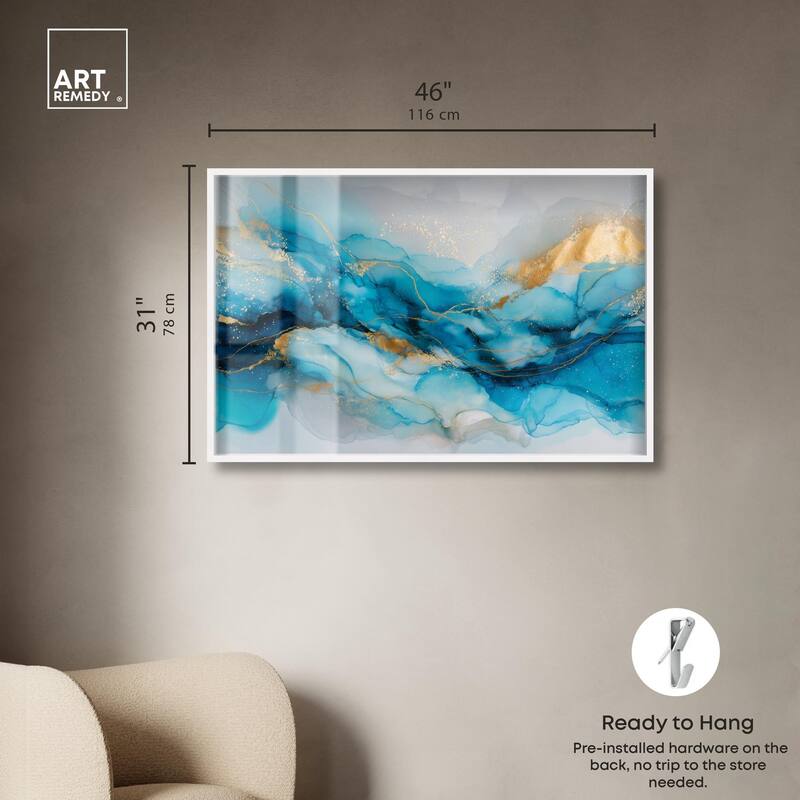Ethereal Blue and Gold Shadowbox by Art Remedy
