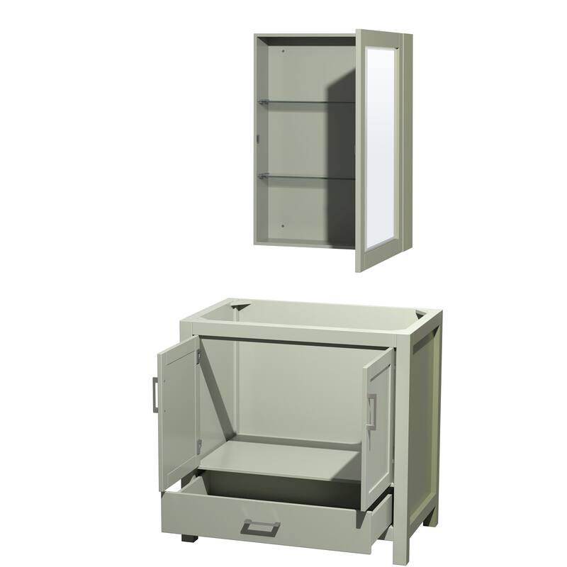 Wyndham Collection Sheffield 36" Hardwood Vanity Cabinet and Medicine