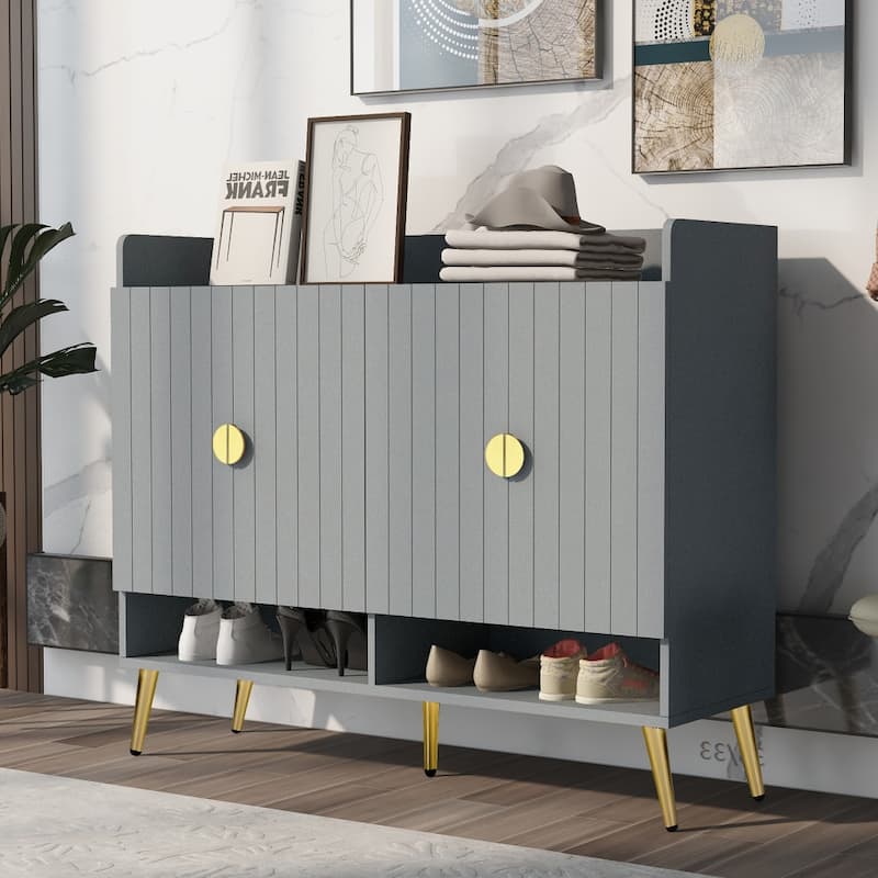 Modern Wooden 11-Tier Shoe Storage Cabinet with Adjustable Shelves