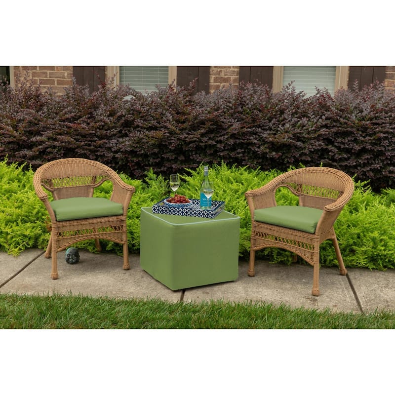 Sunbrella Solid Fabric 1-Piece Indoor/Outdoor Wicker Seat Pad, 18"W x 18"L