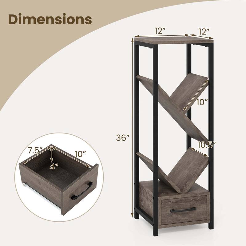 Costway 1/2 PCS 4 Tier Floor Standing Storage Organizer with Drawer